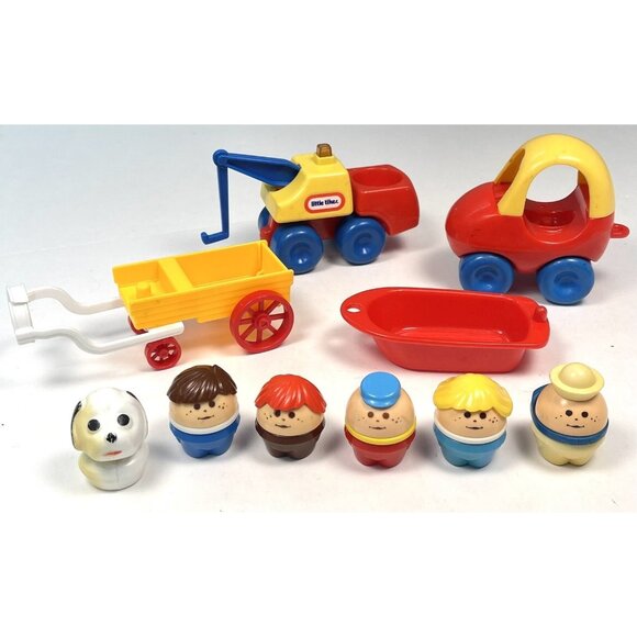 10pc Lot VTG 1980s LITTLE TIKES Chunky Toddle Tots Toy Figures & Vehicles *Read* - Picture 1 of 15